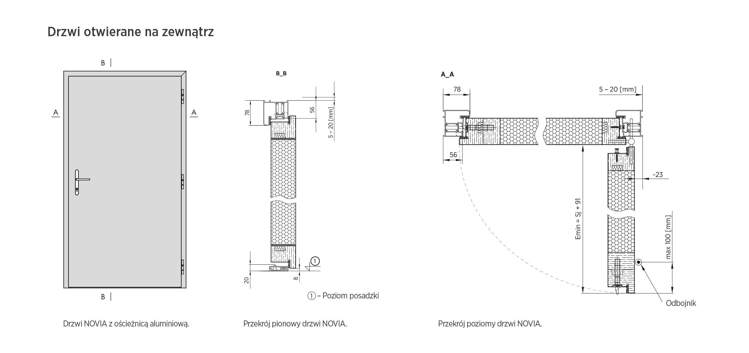Drzwi zewnętrzne NOVIA Solid orzech 90 prawe - 3