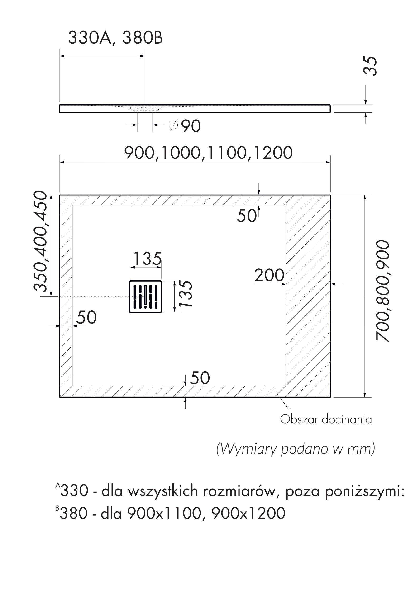 Brodzik kompozytowy Schedpol Atakamit 80 x 100 cm biały kamień - 3