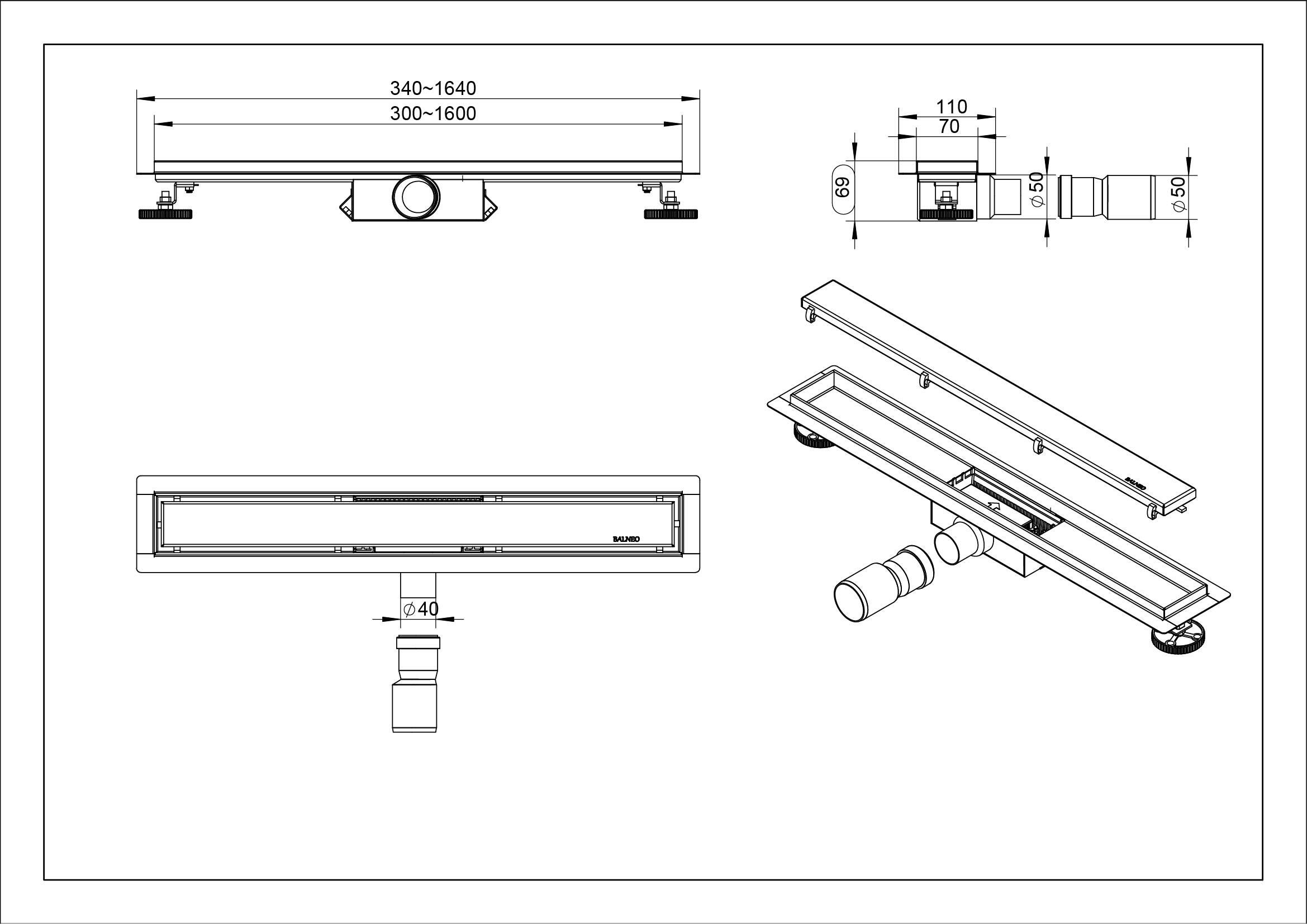 Odpływ liniowy Duplex Next 1000 mm, pod płytkę - 5