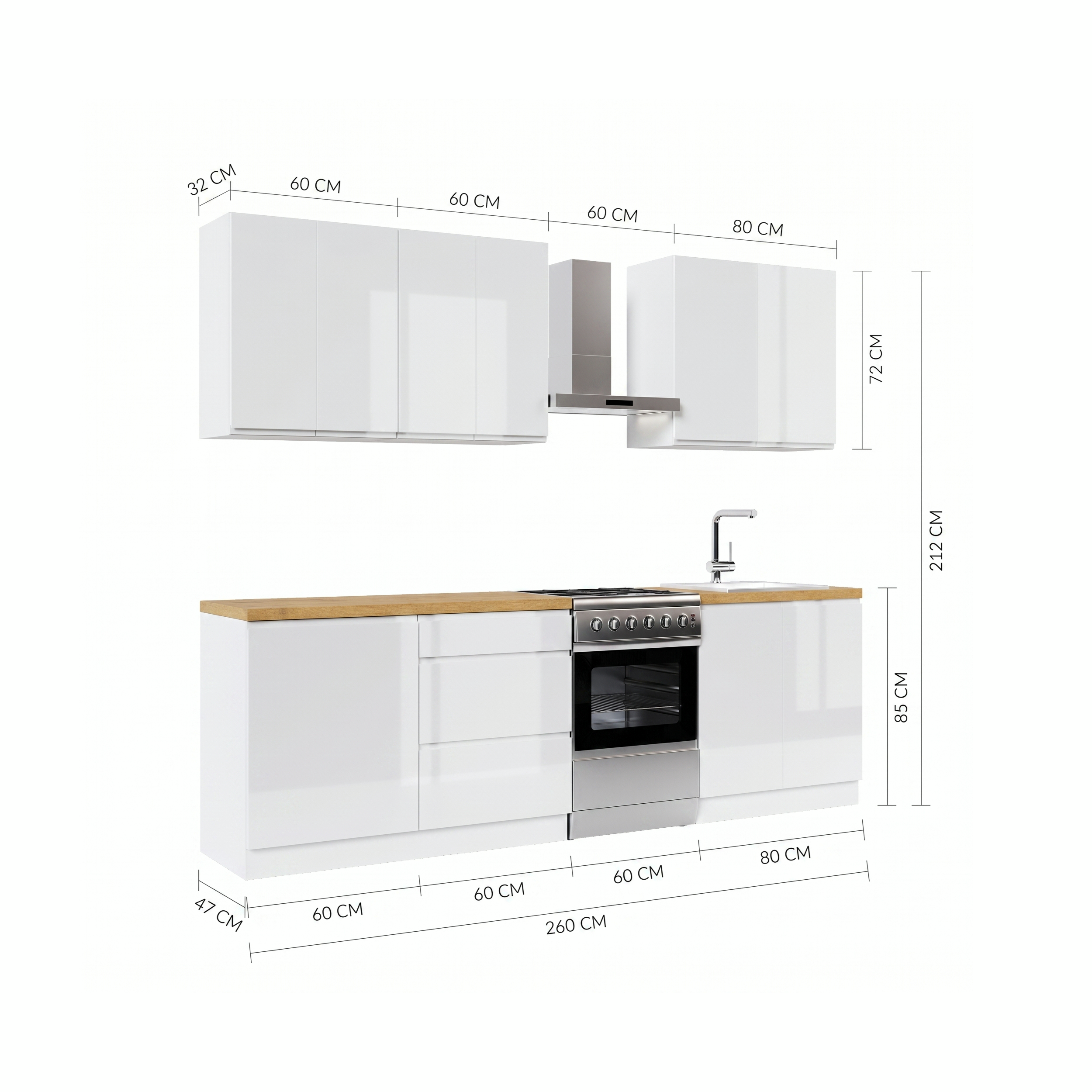 Zestaw mebli kuchennych Aspen II 6 el. 200 cm kolor biały - 3
