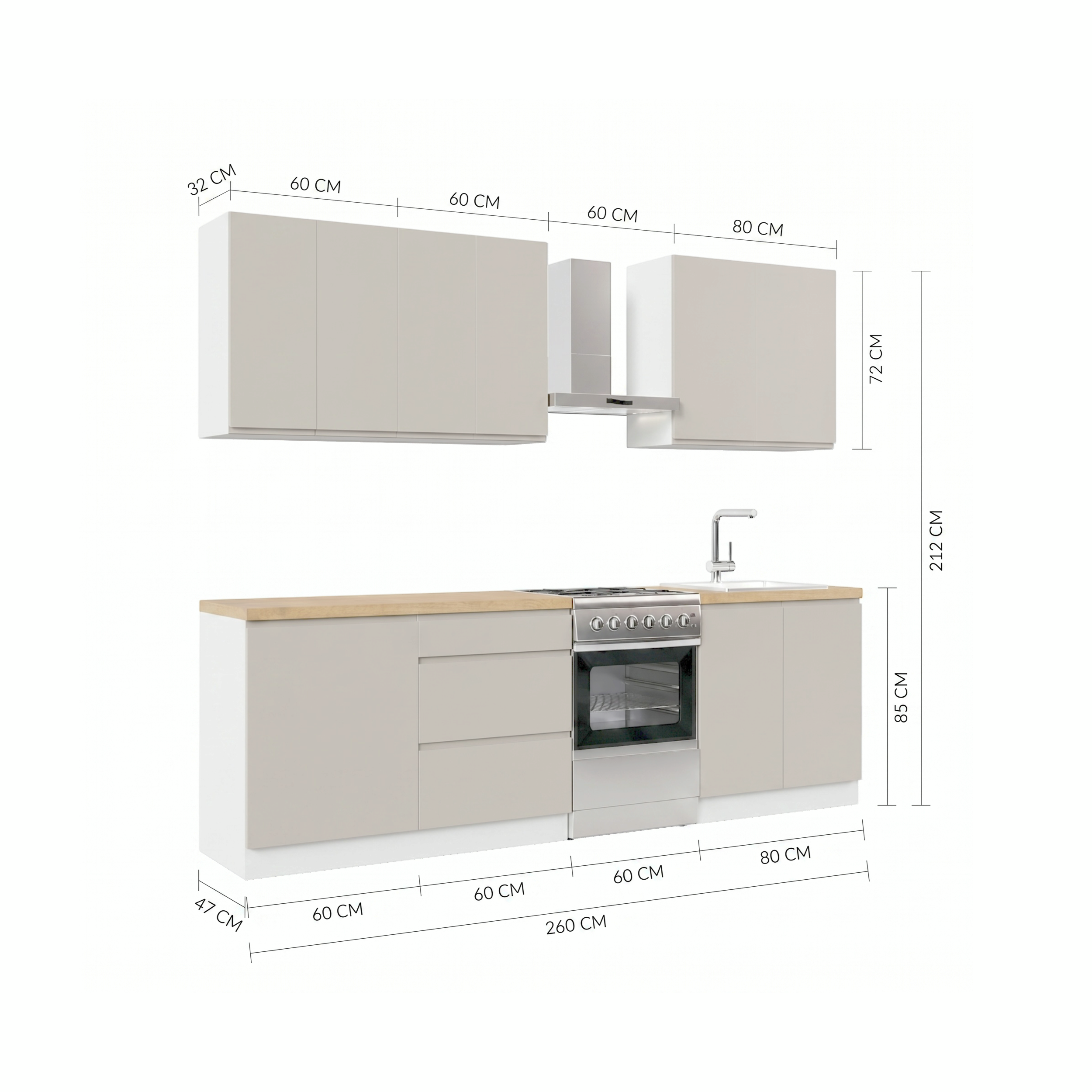 Zestaw mebli kuchennych Aspen II 6 el. 200 cm kolor kaszmir - 3