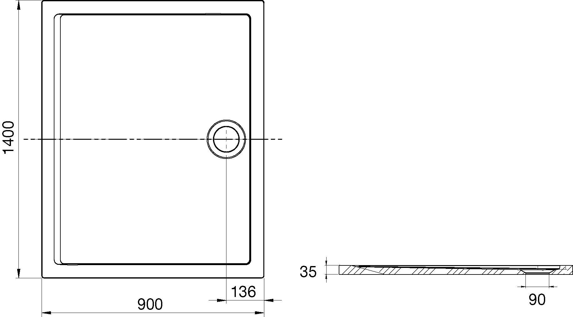 Brodzik kompozytowy Roca Aeron 140x90 cm A276296100 - 2