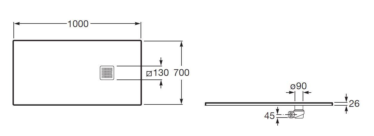 Brodzik kompozytowy Roca Terran 100X70 AP1013E82BC01100 - 2