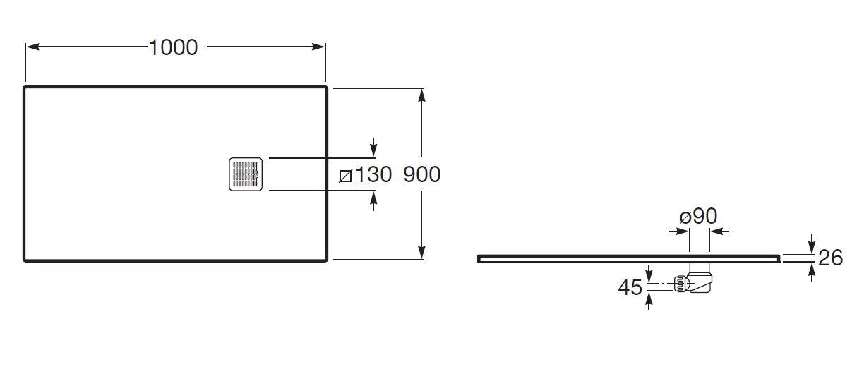 Brodzik kompozytowy Roca Terran 100X90 AP013E8384011 - 2