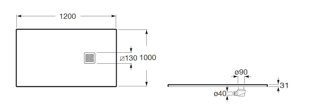 Brodzik kompozytowy Roca Terran 120X100 AP014803E801100 - 2