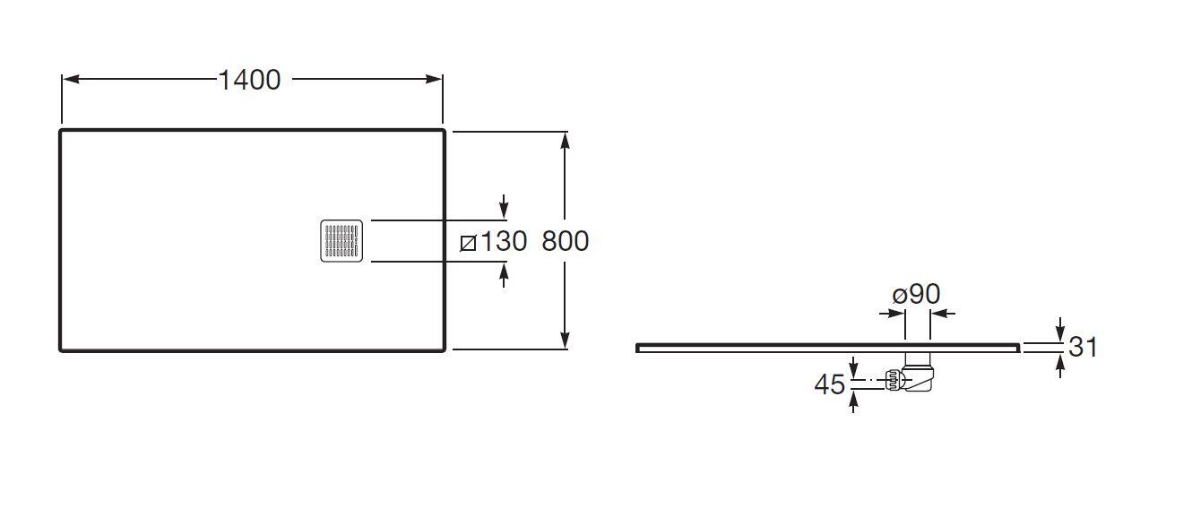 Brodzik kompozytowy Roca Terran 140X80 AP01578320011 - 2