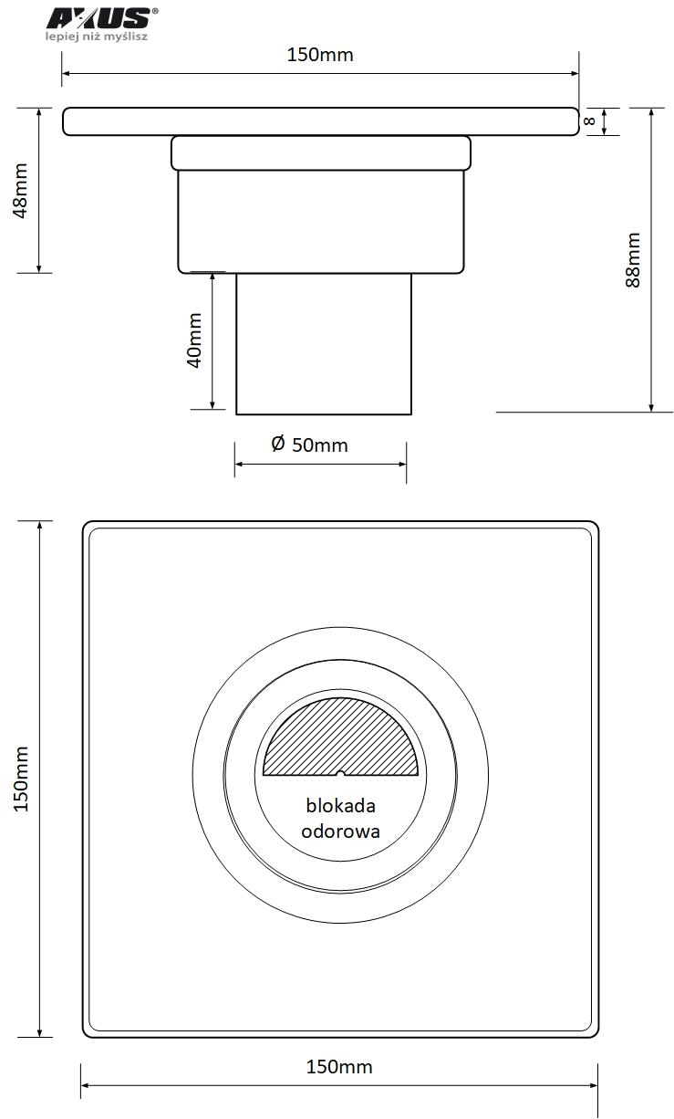 Kratka ściekowa prosta fi 50 mm metalowa - 2