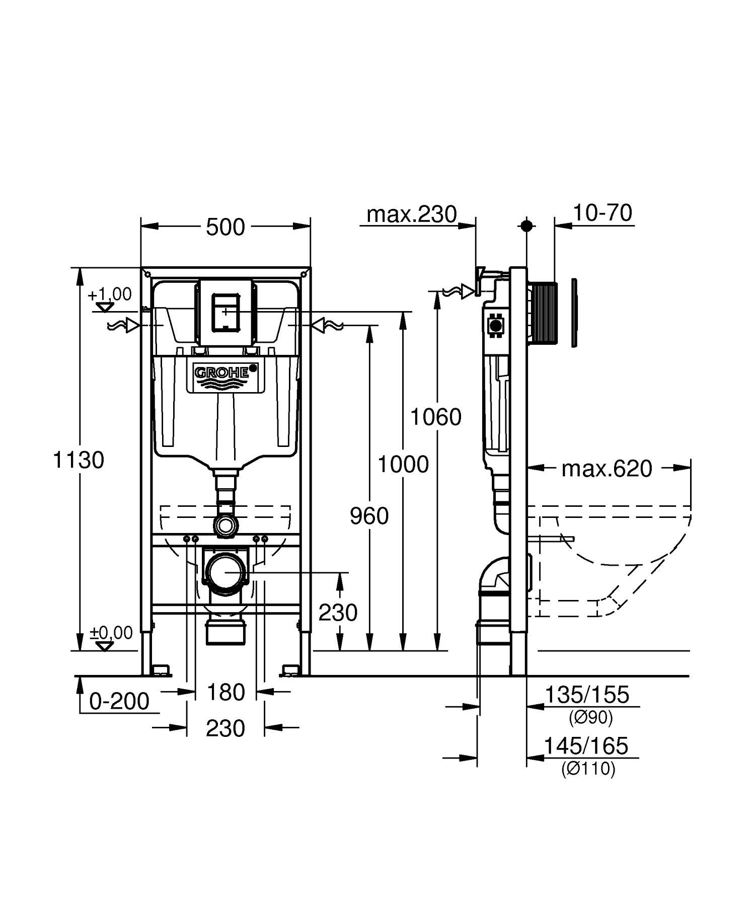 Stelaż WC podtynkowy Grohe Solido 3 w 1 przycisk czarny - 3