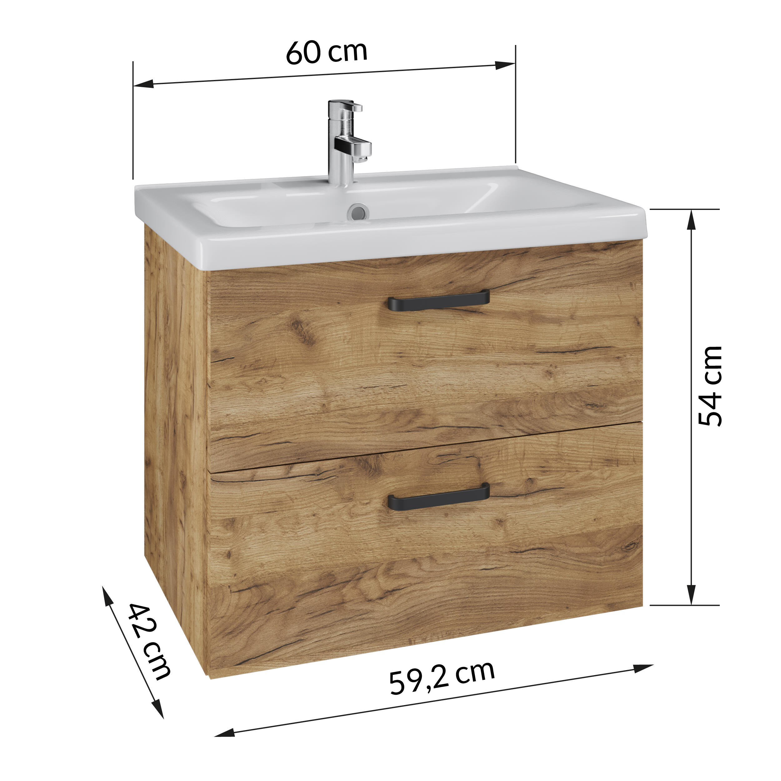 Zestaw szafka z umywalką Luki New 60 cm dąb - 2