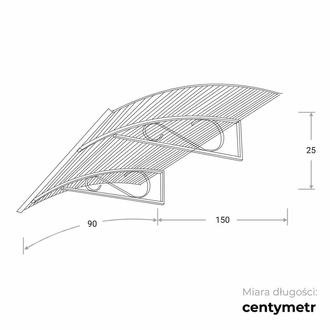 Daszek Arco antracyt 150x90x25 cm - 3