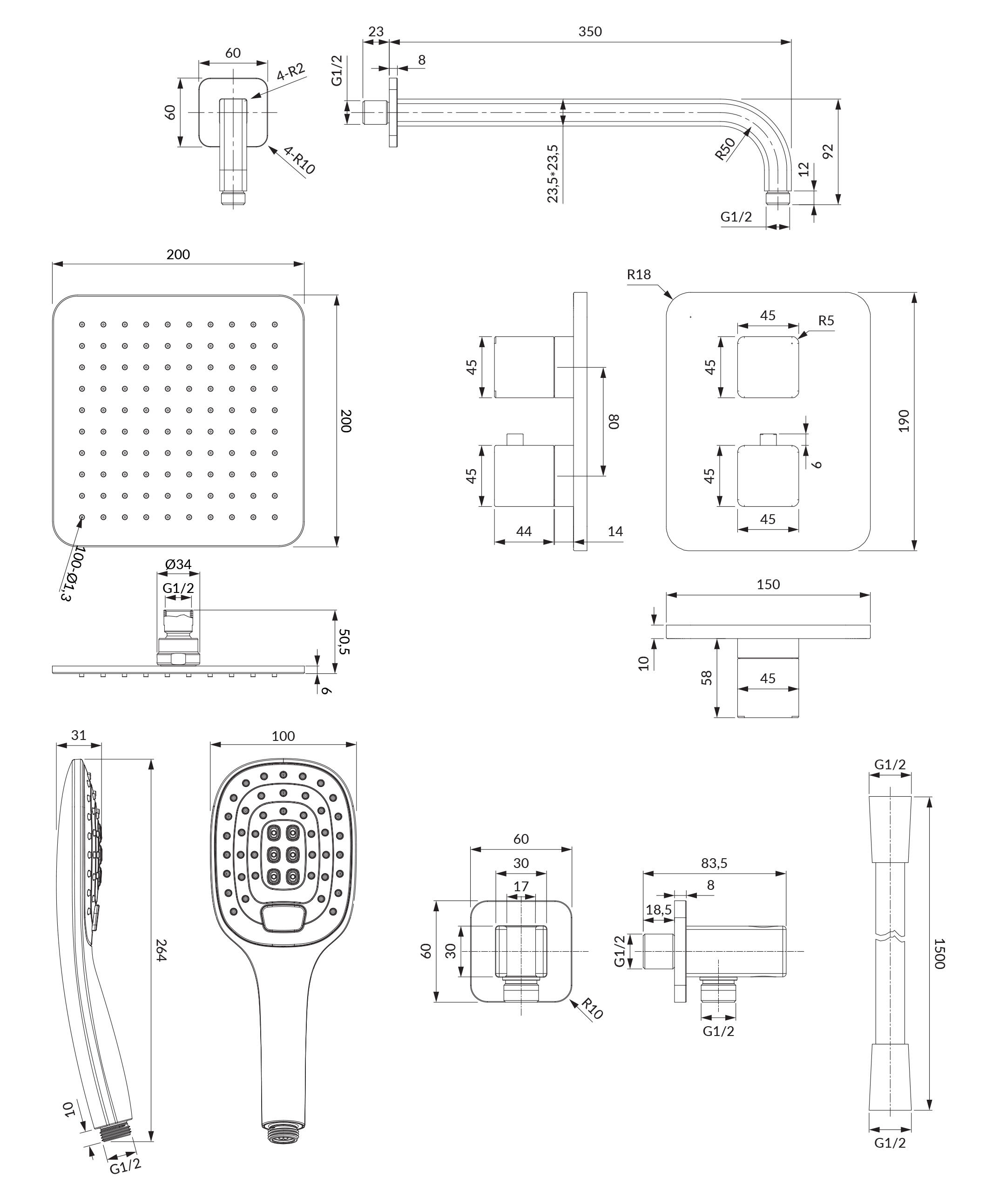 System prysznicowy podtynkowy Omnires Parma - 2