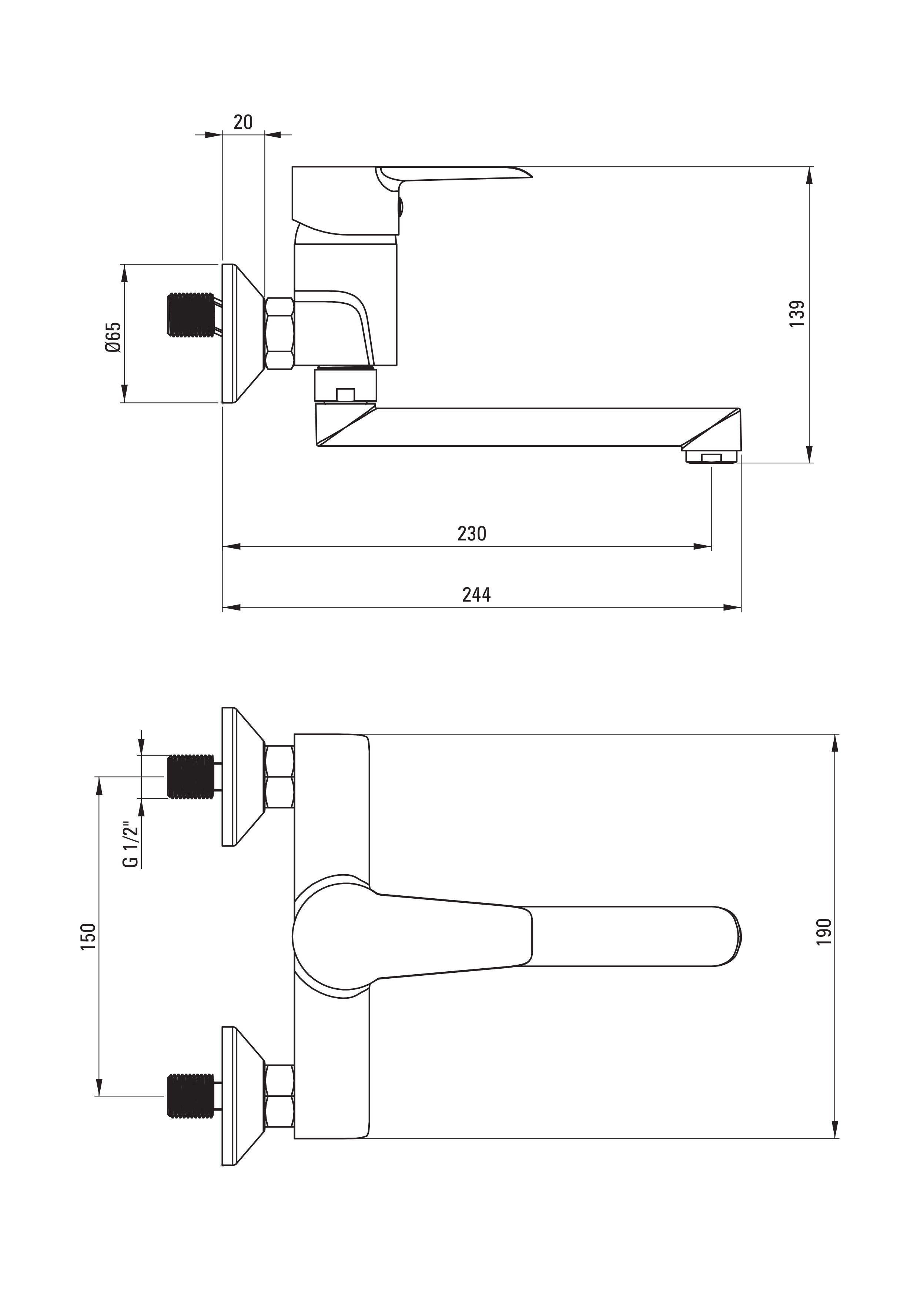 Bateria umywalkowa ścienna Deante Corio chrom - 2