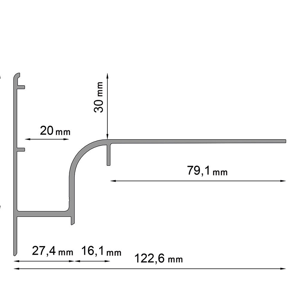 Profil okapowy Renoplast W30 grafit 200cm - 2