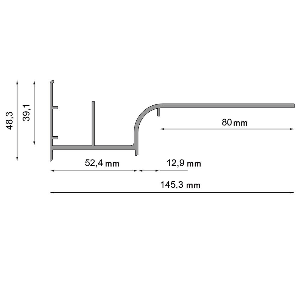 Profil okapowy prosty Renoplast  W20 200 cm grafit - 2
