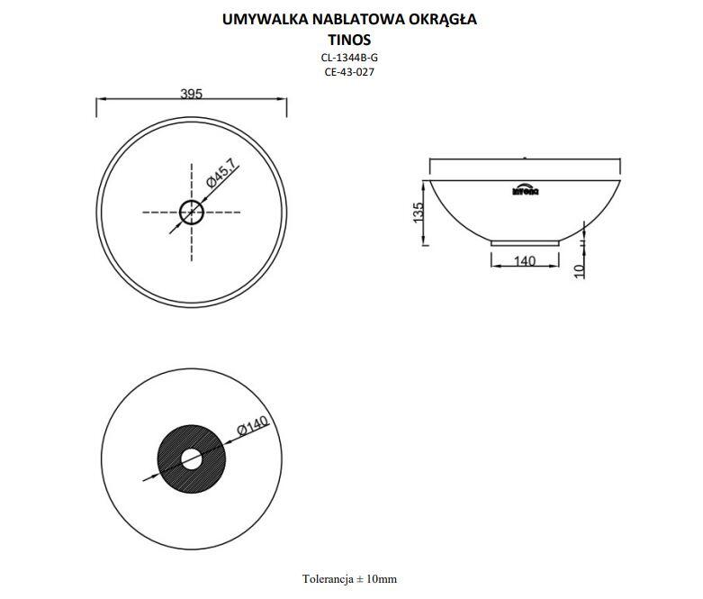 Umywalka nablatowa Invena Tinos 39.5 cm CE-43-027-C - 2