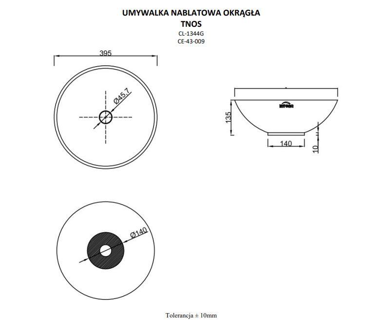 Umywalka nablatowa Invena Tinos 39.5 cm CE-43-009-C - 2