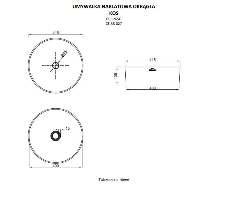 Umywalka nablatowa Invena Kos 41.5 cm CE-38-027-C - 2