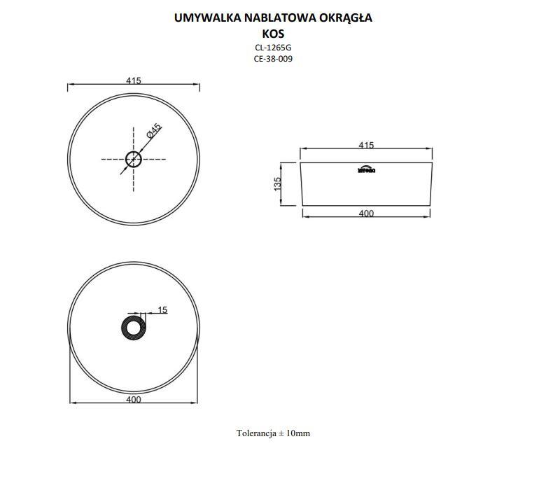 Umywalka nablatowa Invena Kos 41.5 cm CE-38-009-C - 2