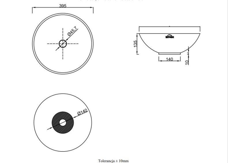 Umywalka nablatowa Invena Tinos 39.5 cm biała - 2