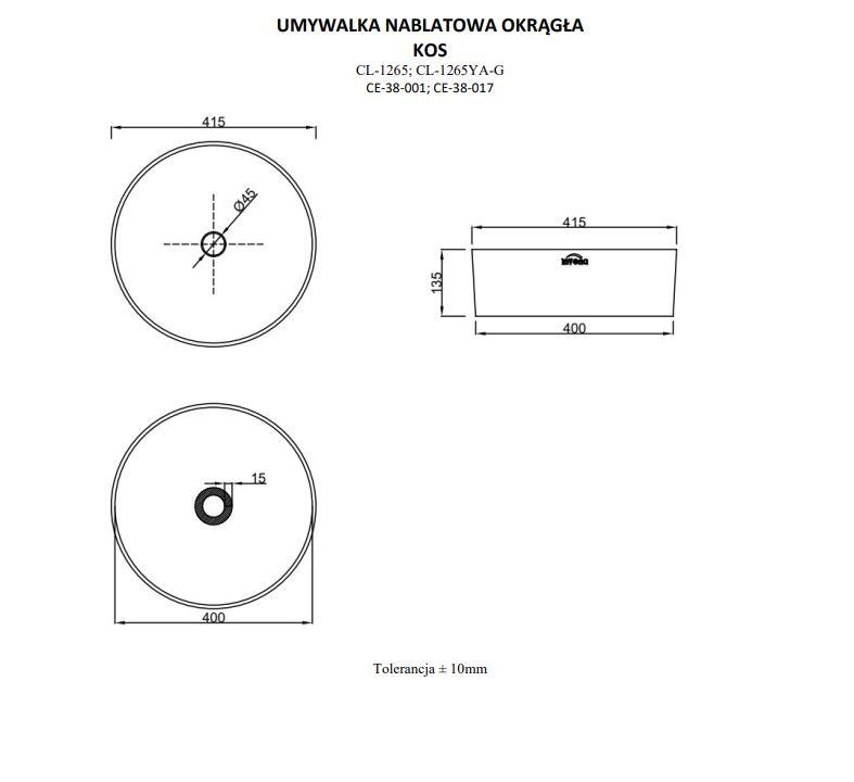Umywalka nablatowa Invena Kos 41.5 cm CE-38-001-C - 2