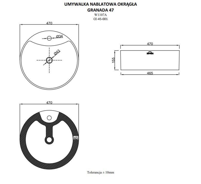 Umywalka nablatowa Invena Granada 47 cm CE-45-001-W - 2