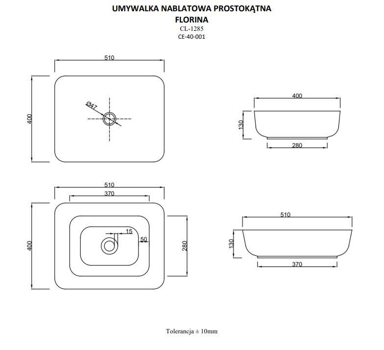 Umywalka nablatowa Invena Florina 51 cm CE-40-001-C - 2