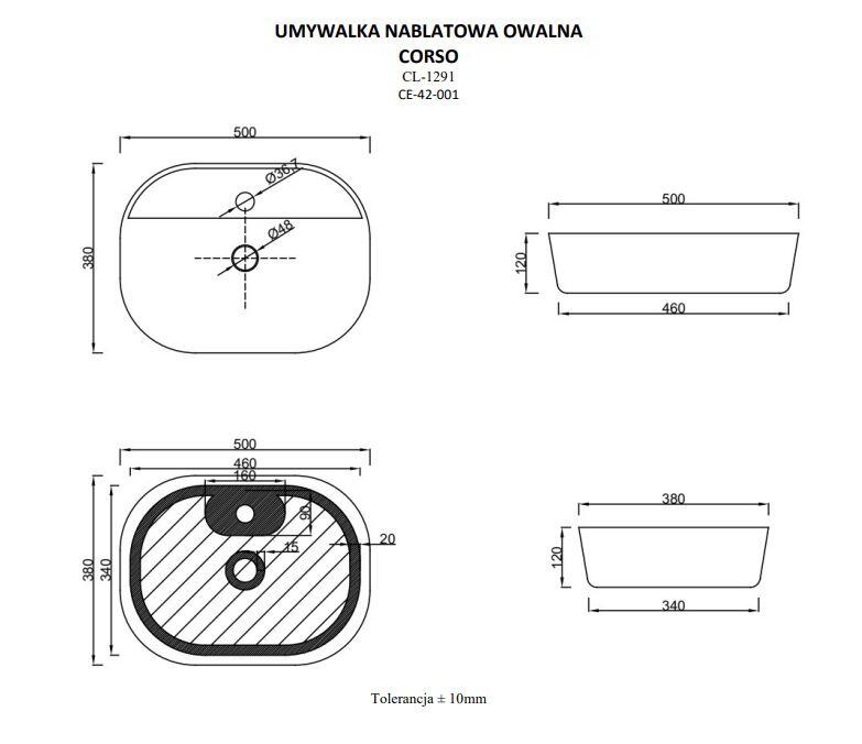 Umywalka nablatowa Invena Corso 50 cm CE-42-001-C - 2