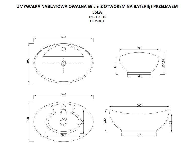 Umywalka nablatowa Invena Esla 59 cm CE-35-001-C - 2