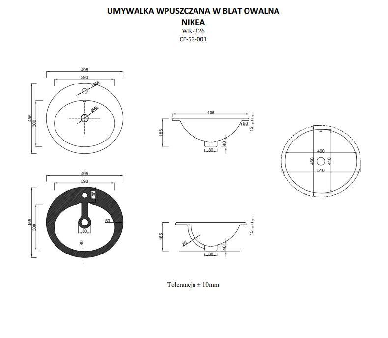 Umywalka wpuszczana Invena Nikea 49.5 cm CE-53-001-W - 2