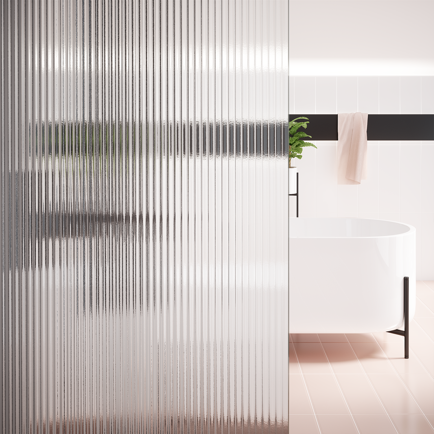 Paroi de douche à l'italienne verre rainuré, l.120 cm, Ep.8 mm chromé Neo - 7