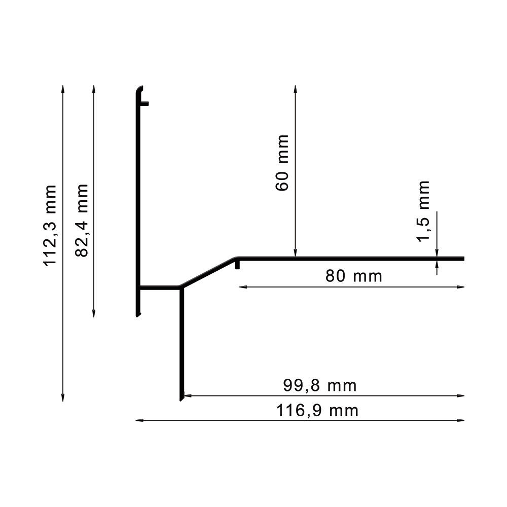 Profil okapowy Renoplast prosty W60 200 cm grafit - 2