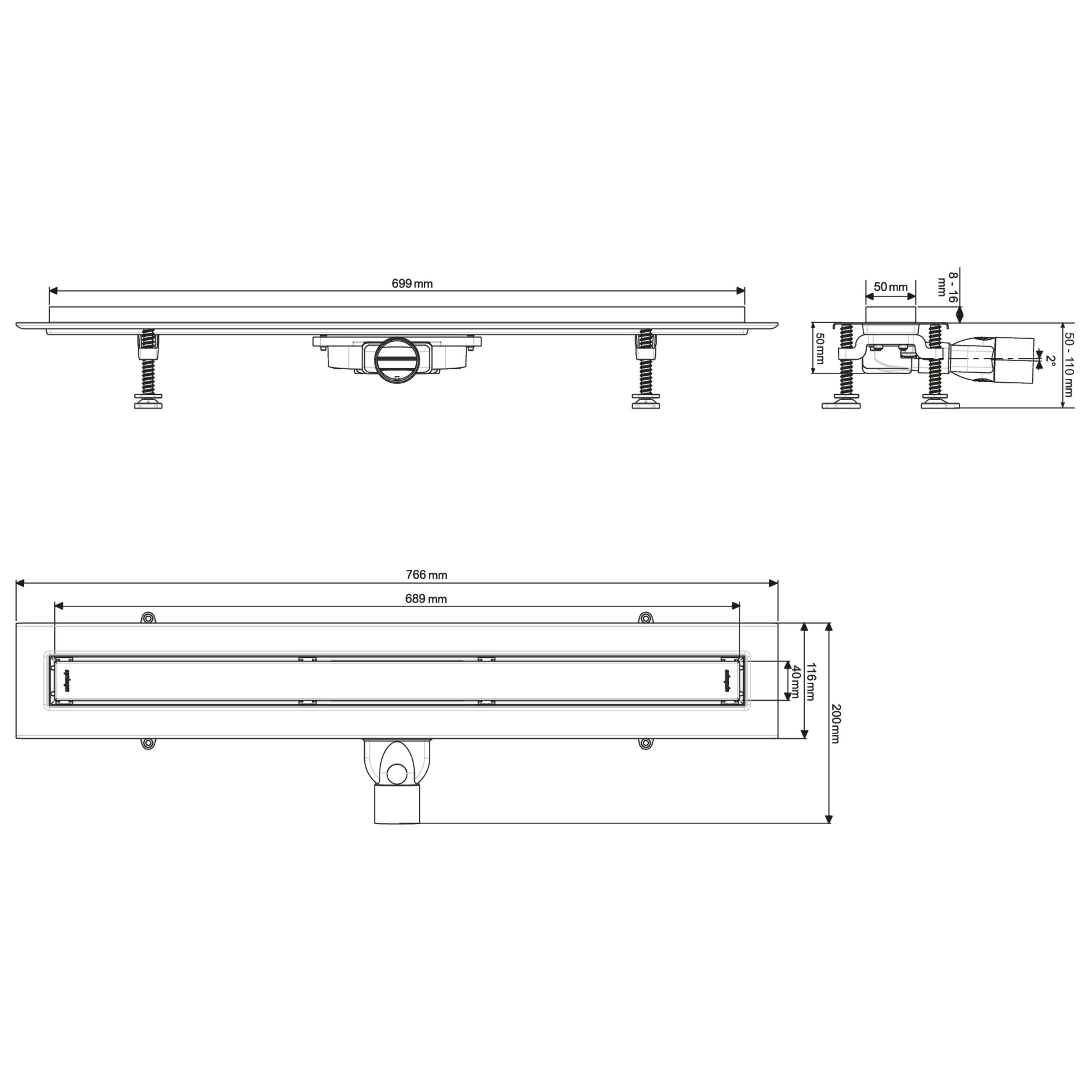 Odpływ liniowy Venisio Slim+ 700 mm - 4