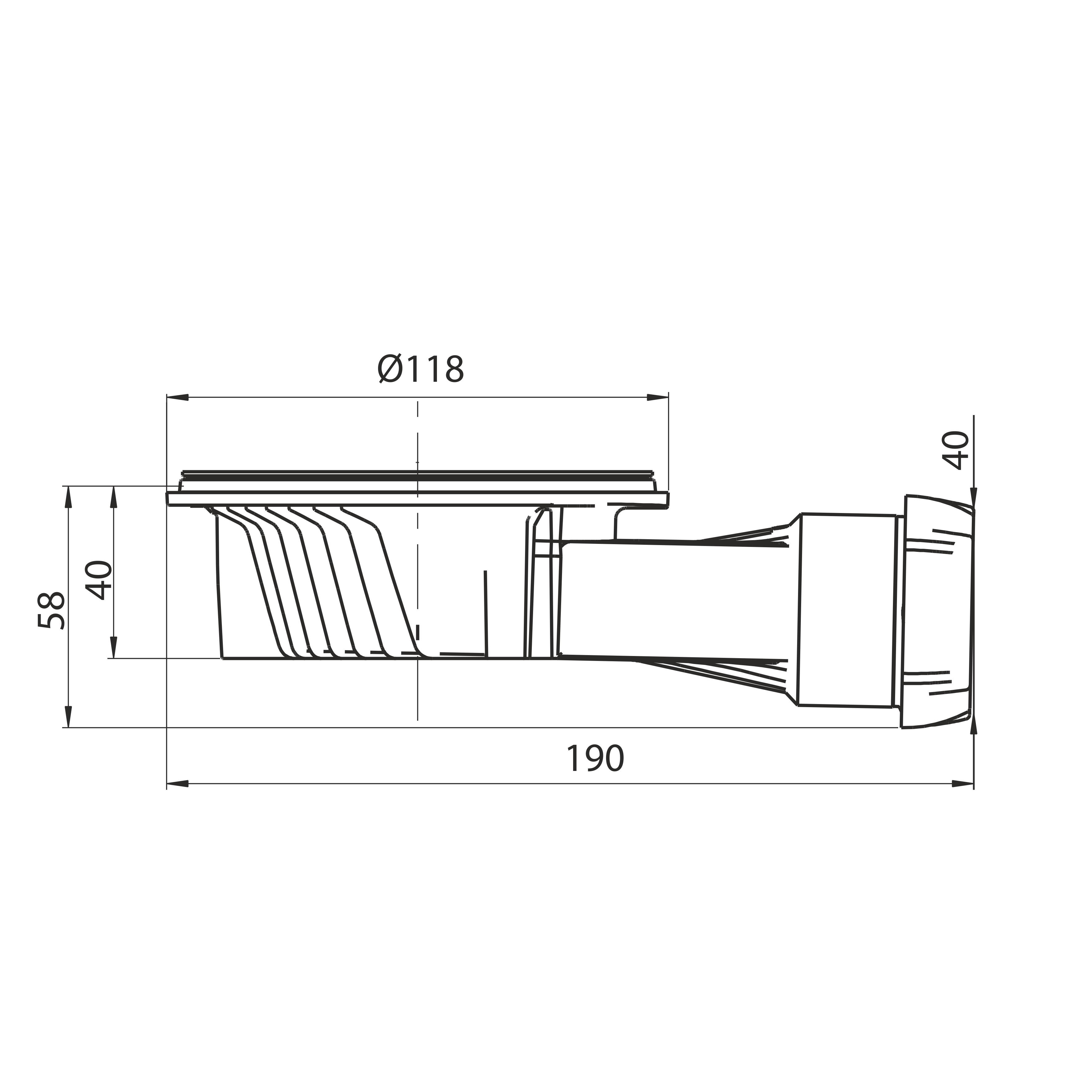 Odpływ brodzikowy Slim+ fi 90 mm, bez grzybka - 4