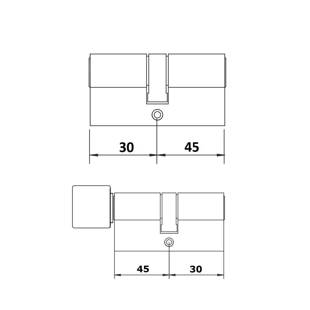 Komplet wkładek drzwiowych Yale 30/45+30/45G  - 3