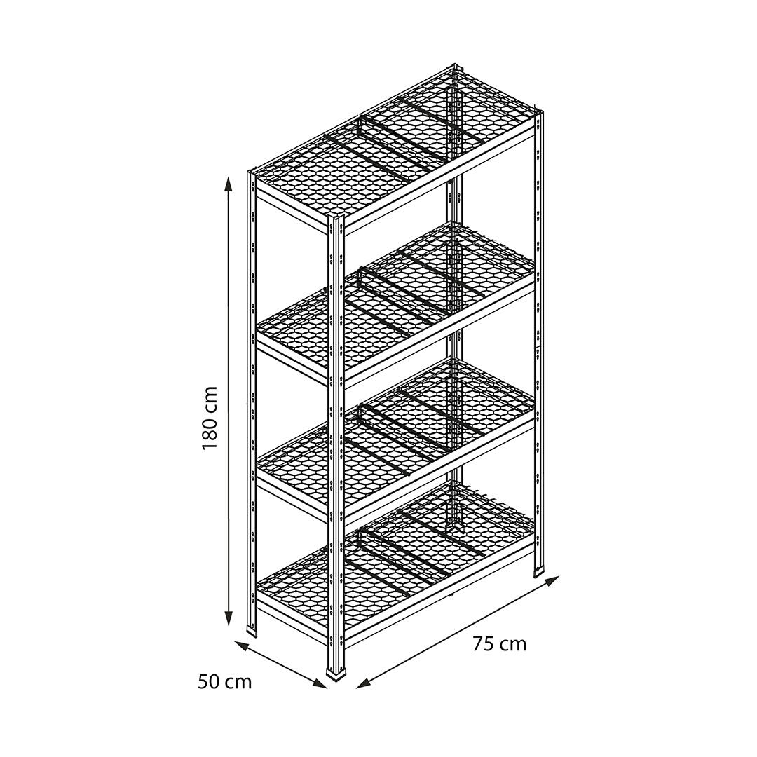 Regał magazynowy Horeca wym. 180x75x50 cm, 4 półki, 175 kg - 4