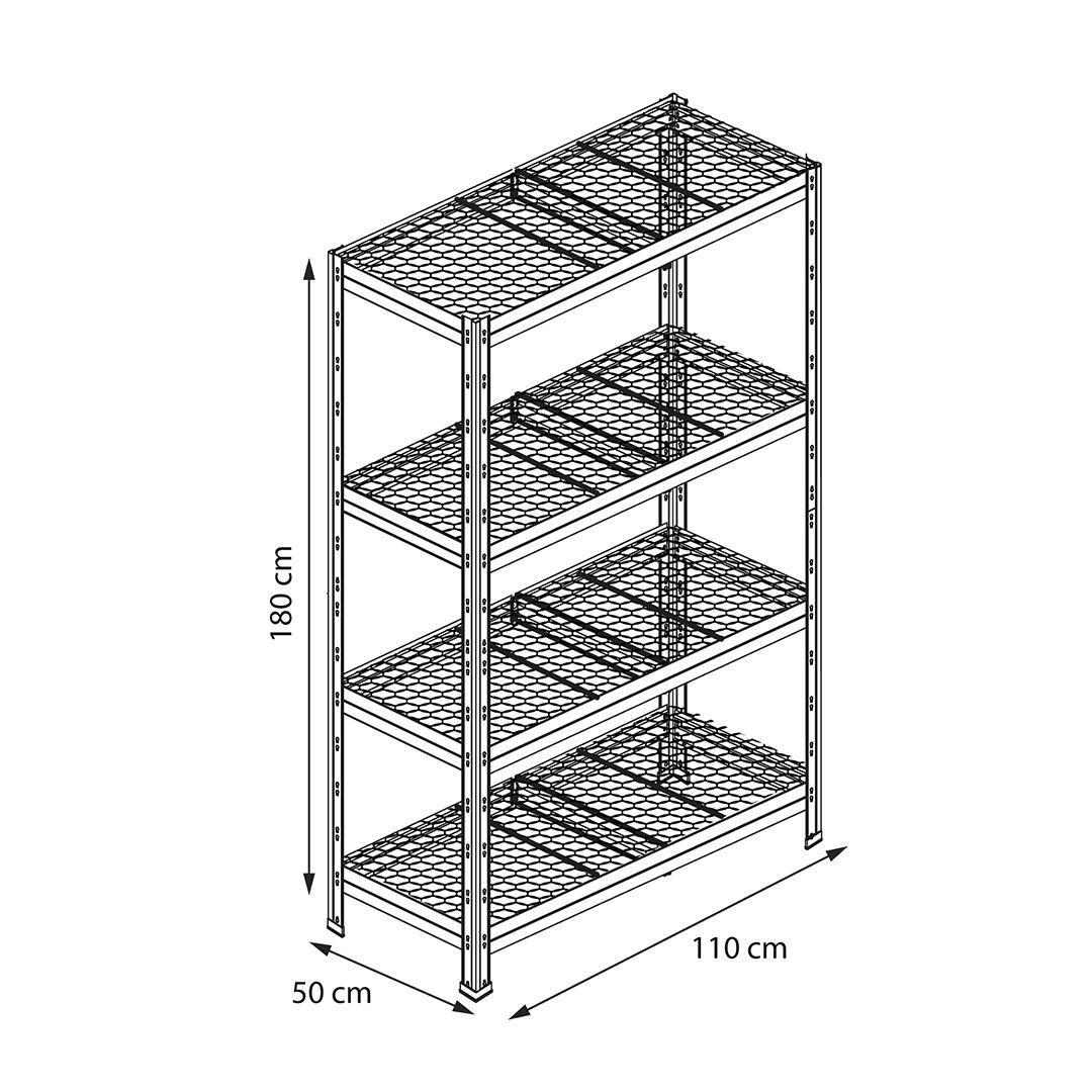 Regał magazynowy Horeca wym. 180x110x50 cm, 5 półek, nośność 175 kg - 4