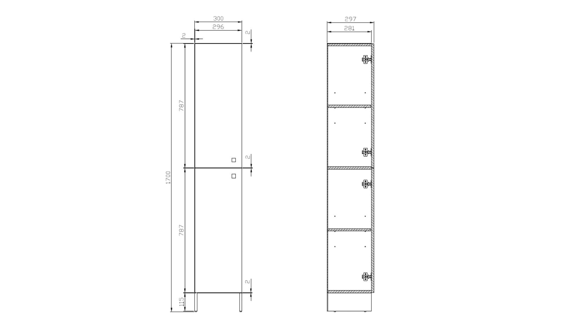 Słupek Cersanit Basic 30 x 170 cm biały - 2