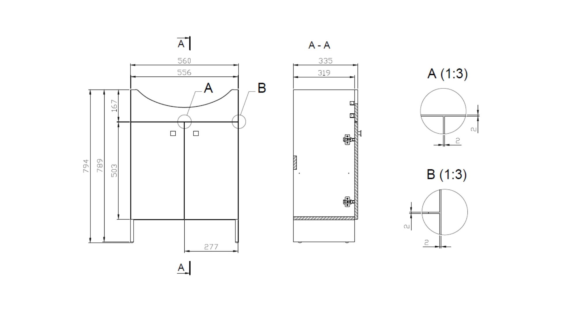 Szafka z umywalką Cersanit Basic 60 cm - 2
