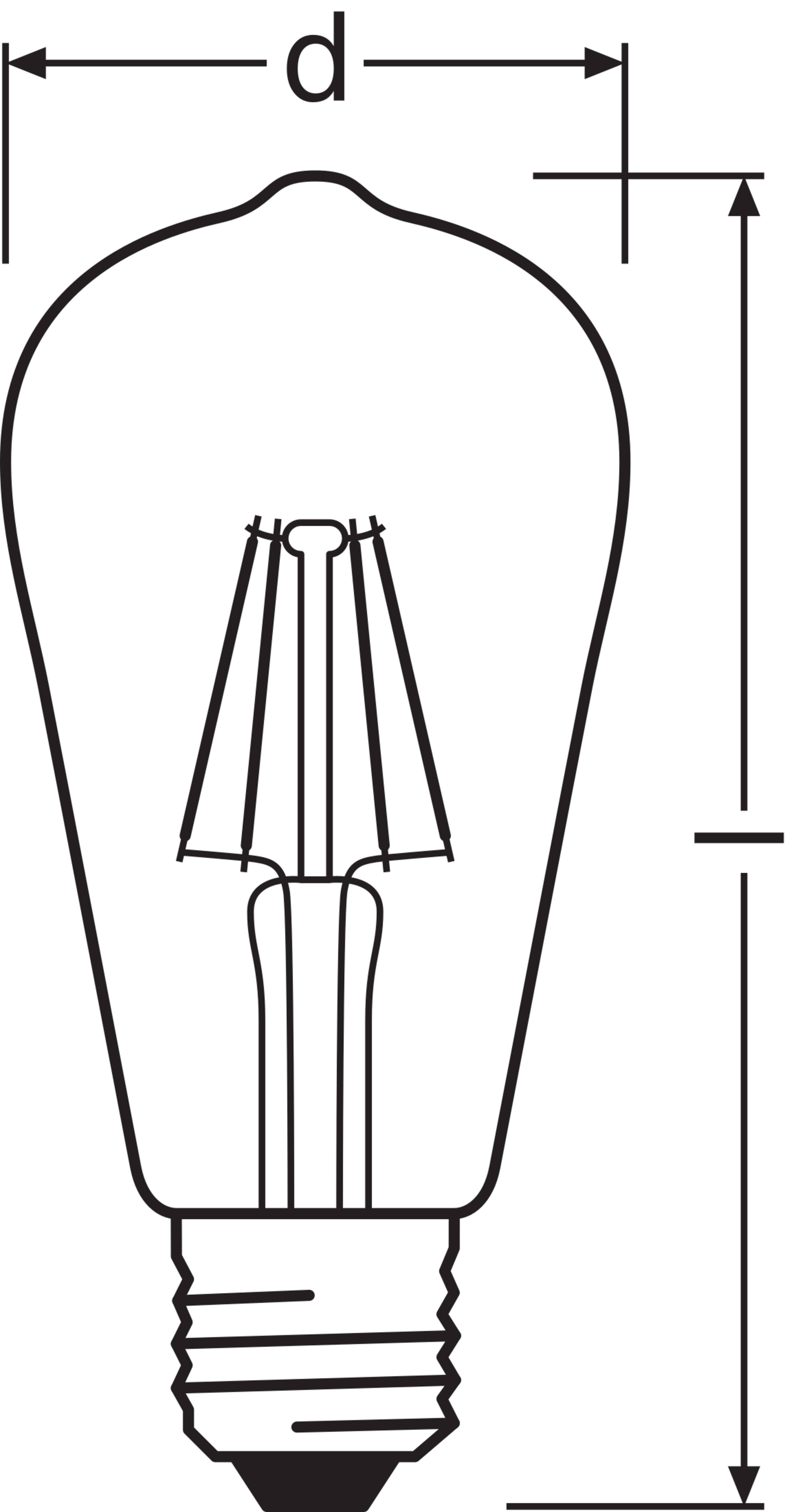 Żarówka LED typu filament E27, typu EDISON ST64, 4W, 410Lm, 2700K, OSRAM - 2