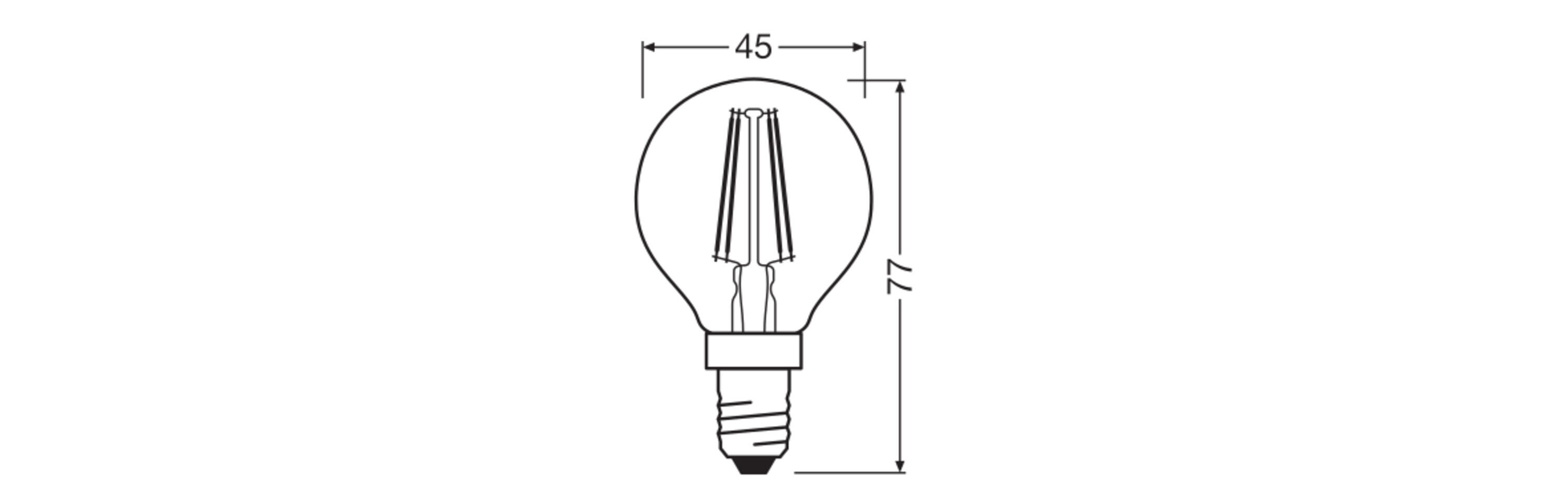 Żarówka LED typu filament E14, kulka, 4W, 470Lm, 2700K, OSRAM - 2
