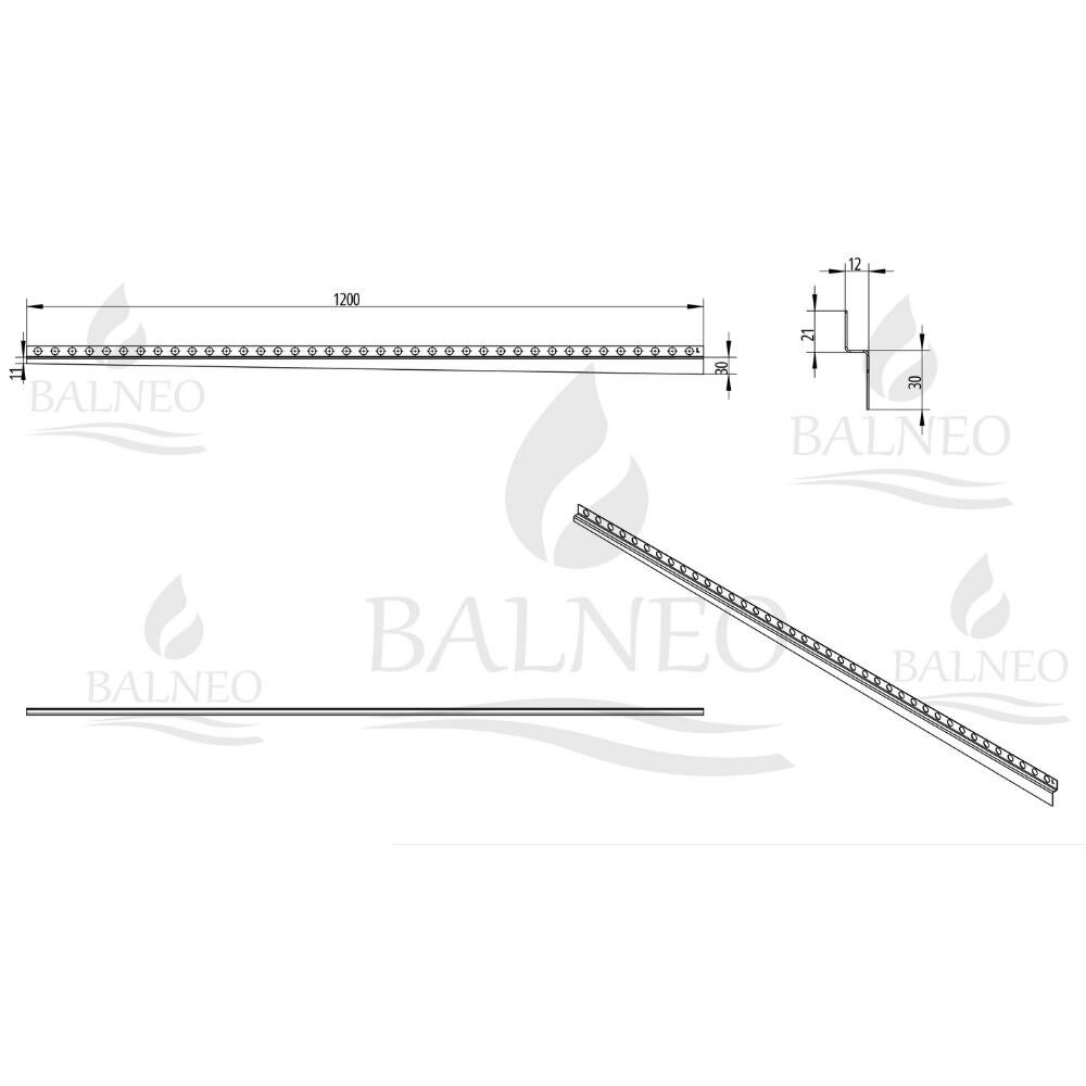 Listwa spadkowa przyścienna lewa 120 cm INOX - 4