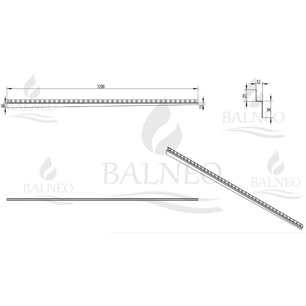 Listwa spadkowa przyścienna lewa 120 cm czarna - 3