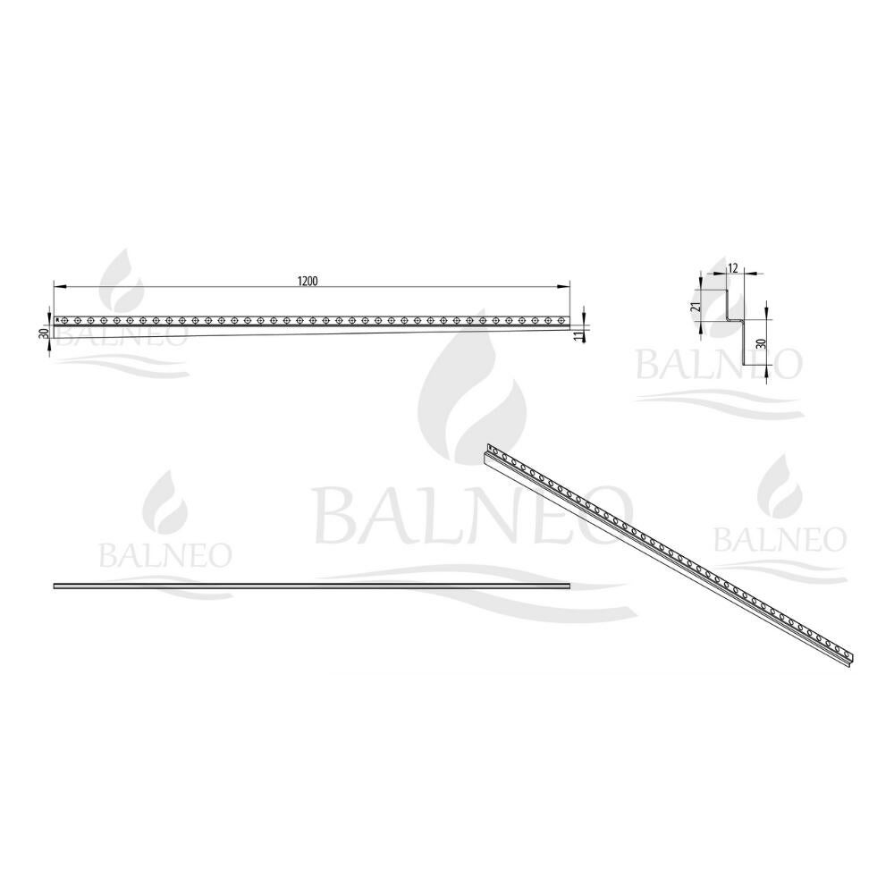 Listwa spadkowa przyścienna prawa120 cm złota - 3