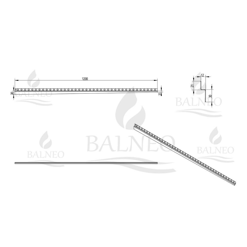 Listwa spadkowa przyścienna prawa 120 cm miedziana - 4
