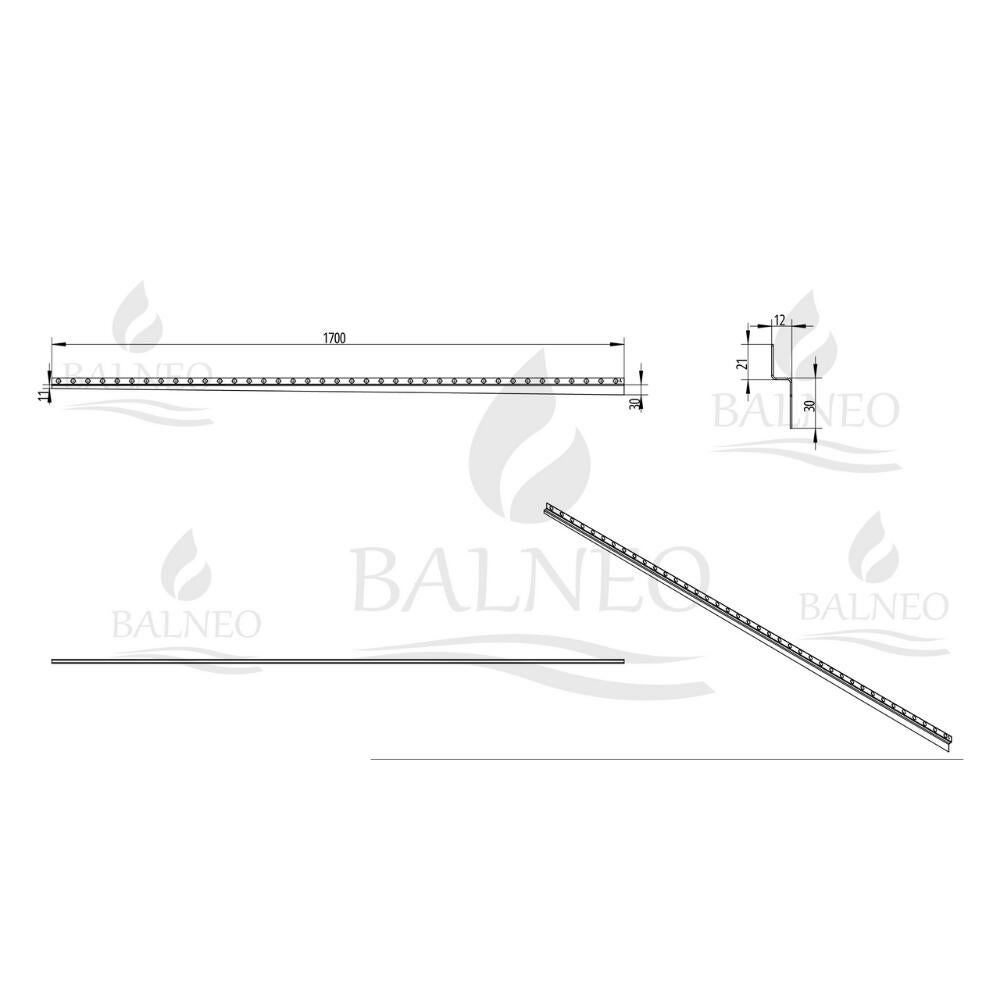Listwa spadkowa przyścienna lewa 170 cm INOX - 3