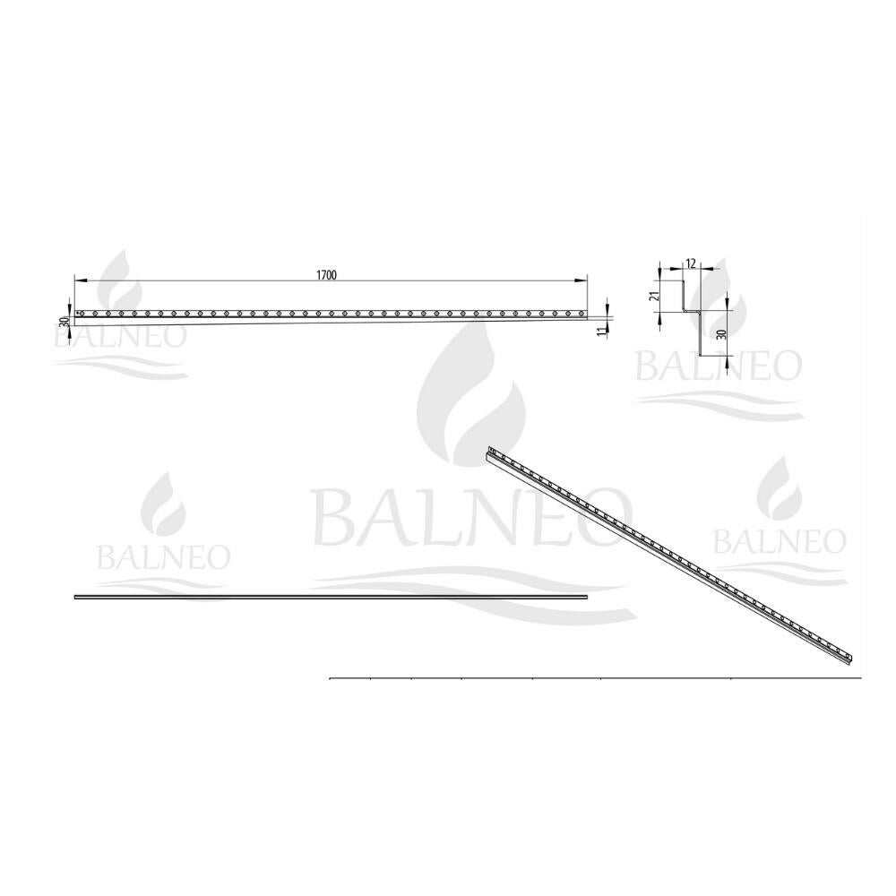 Listwa spadkowa przyścienna prawa 170 cm INOX - 4
