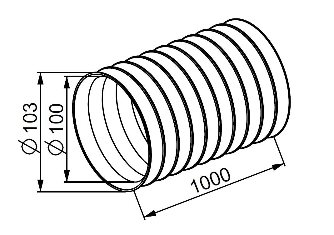 Kanał elastyczny aluminiowy fi 100 1,0mb KE100-10 - 3