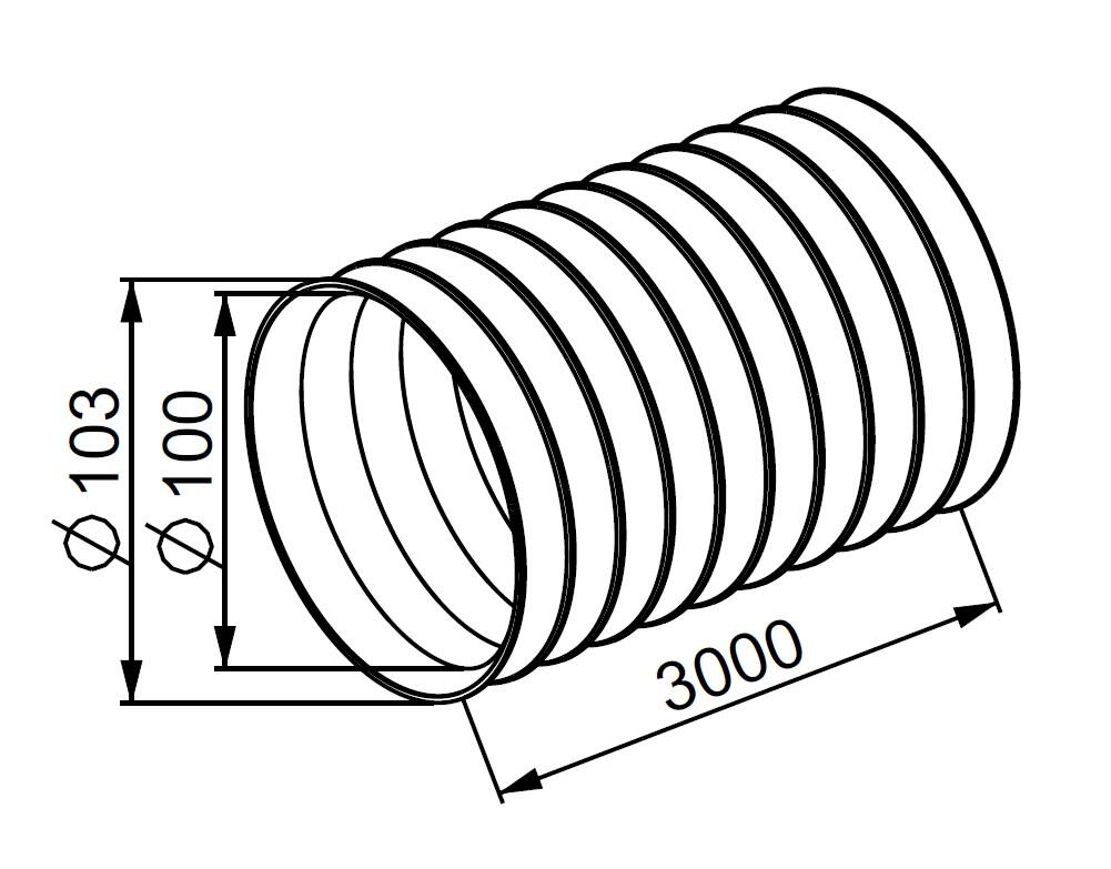 Kanał elastyczny aluminiowy fi 100 3,0mb KE100-30 - 2