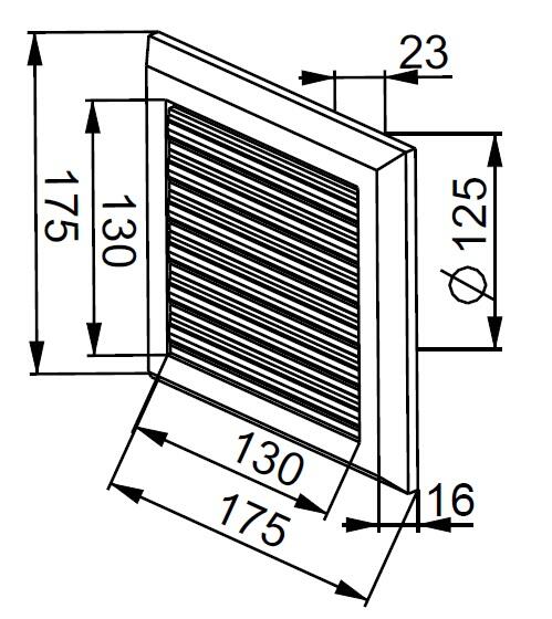 Kratka wentylacyjna Plus 14x14/fi 125 T78 żaluzja biała - 2