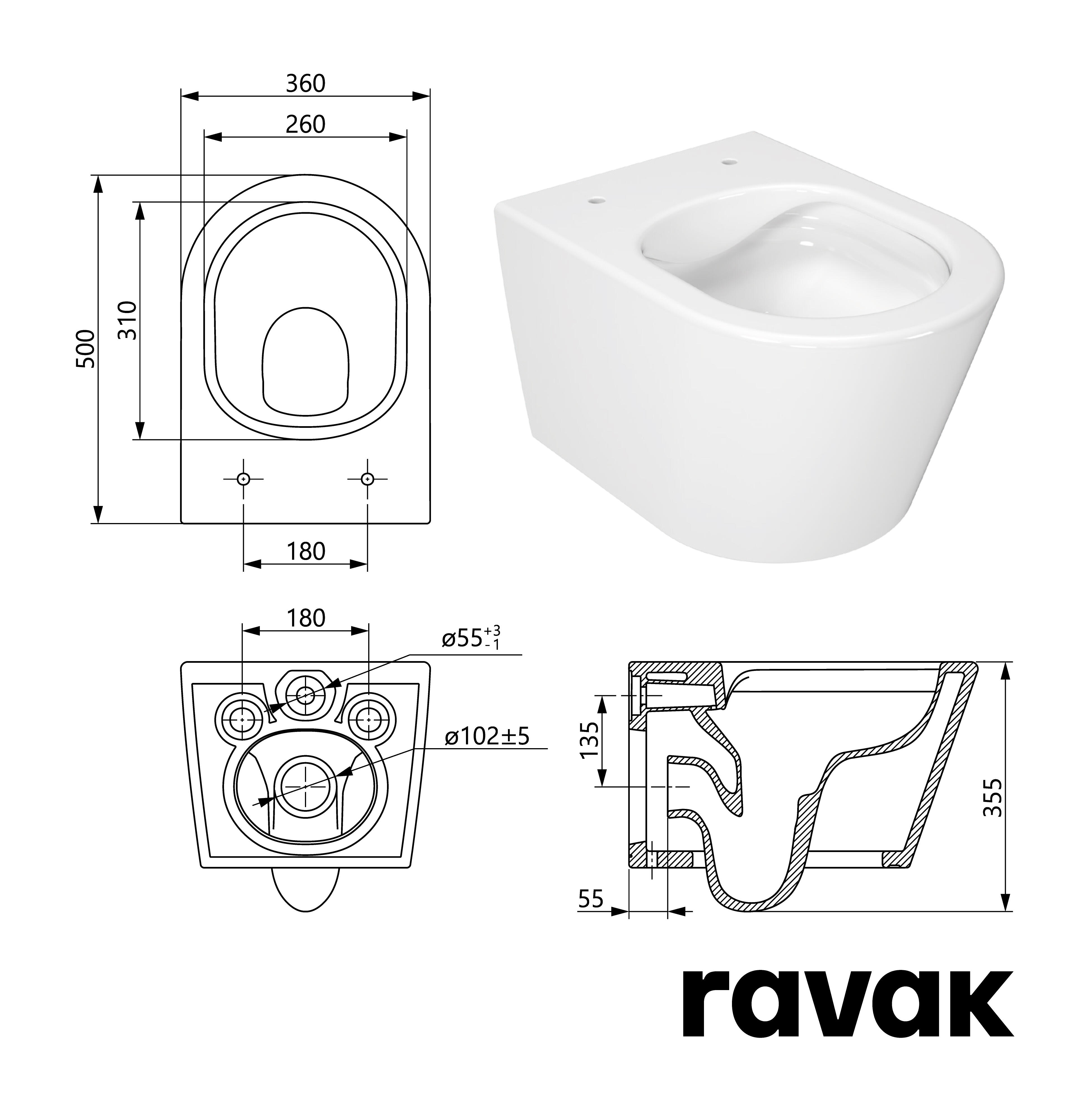 Miska WC wisząca Ravak Life z deską wolnoopadającą - 3